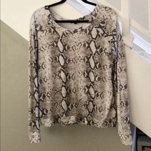 Indah Python Pattern Crew Neck Sweater - Beige and Dark Brown
